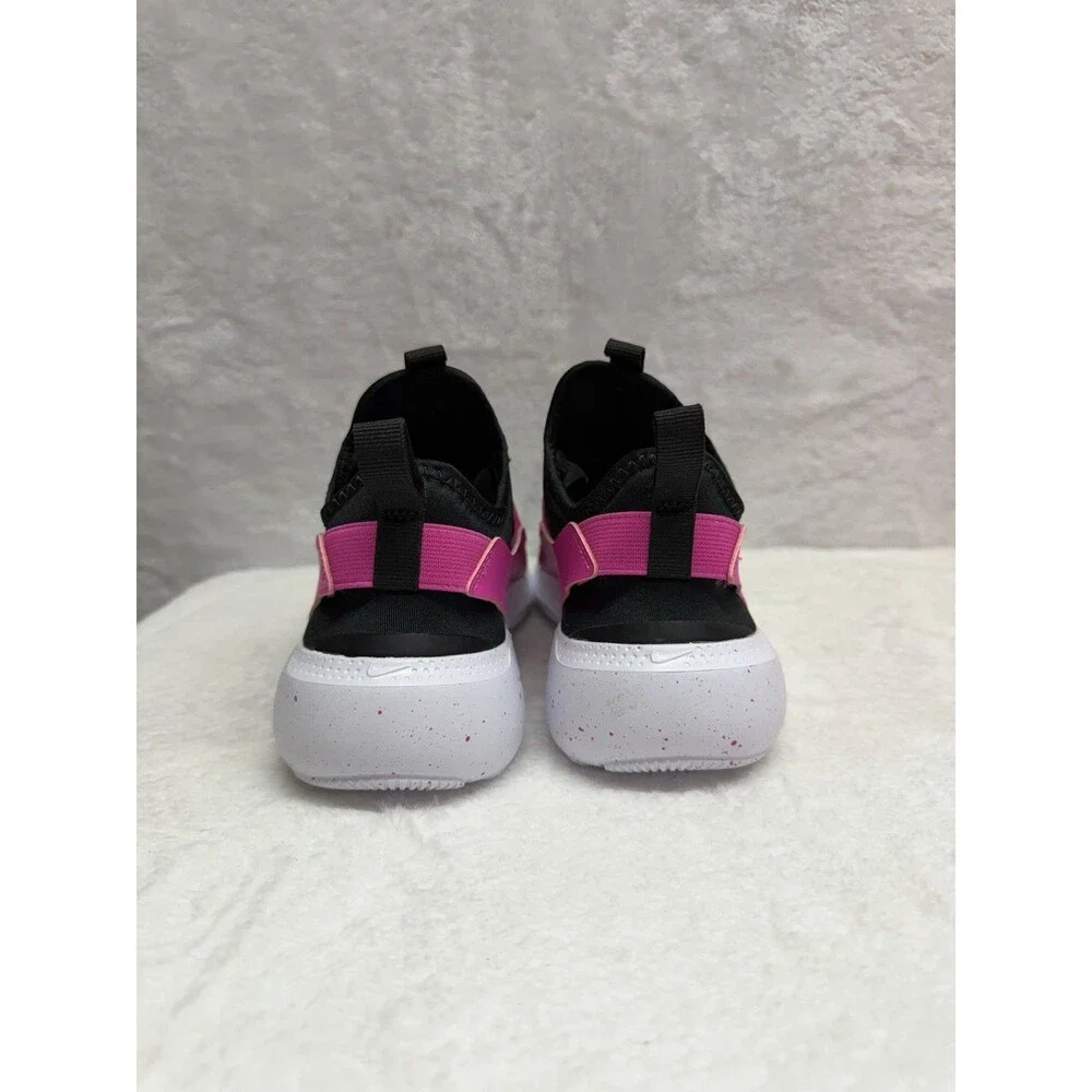 Nike Flex Runner 4 PS Laser Fuchsia Black White Girl Size 2Y Slip On
